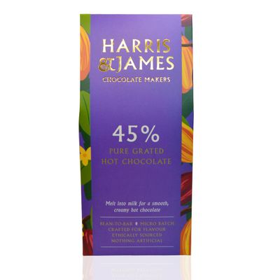 Harris & James Smooth Milk Hot Chocolate Flakes 45% Decadent Bean to Bar Luxury Hot Chocolate Flakes, Luxury Hot Cocoa, Luxurious Milky Treat with All Natural Ingredients (6 servings)