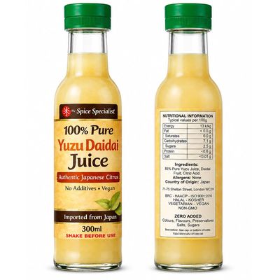 100% Pure Japanese Citrus Yuzu Daidai Juice 300ml Authentic Tasty Japanese Citrus Daidai Juice Premium Cooking & Cocktail Ingredient No Additives, Vegan, Imported from Japan