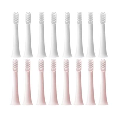 16PCS Compatibility for XIAOMI MIJIA T100 Replacement Brush Heads Sonic Electric Toothbrush Vacuum Soft Bristle(8White 8Pink)