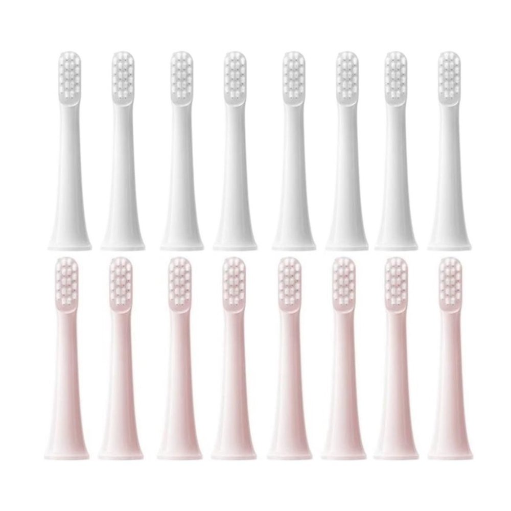 16PCS Compatibility for XIAOMI MIJIA T100 Replacement Brush Heads Sonic Electric Toothbrush Vacuum Soft Bristle(8White 8Pink)