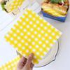 BIUDECO 100pcs Yellow Checkered Snack Mat Paper Greaseproof and Oil-Absorbing Sandwich Wrapping Paper for Restaurants and Family Kitchens view 2