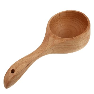 BESPORTBLE Wooden Sauna Ladle Bath Scoop Solid Beech Wood 22x4.5cm Small Multipurpose Water Dipper for Bathing and Sauna Use