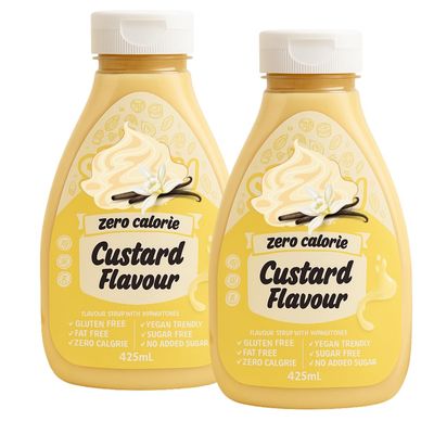 Custard Flavour Syrup Bundle 2 425ml Bottles with EFicci Thank You Card Sugar Free NonDairy