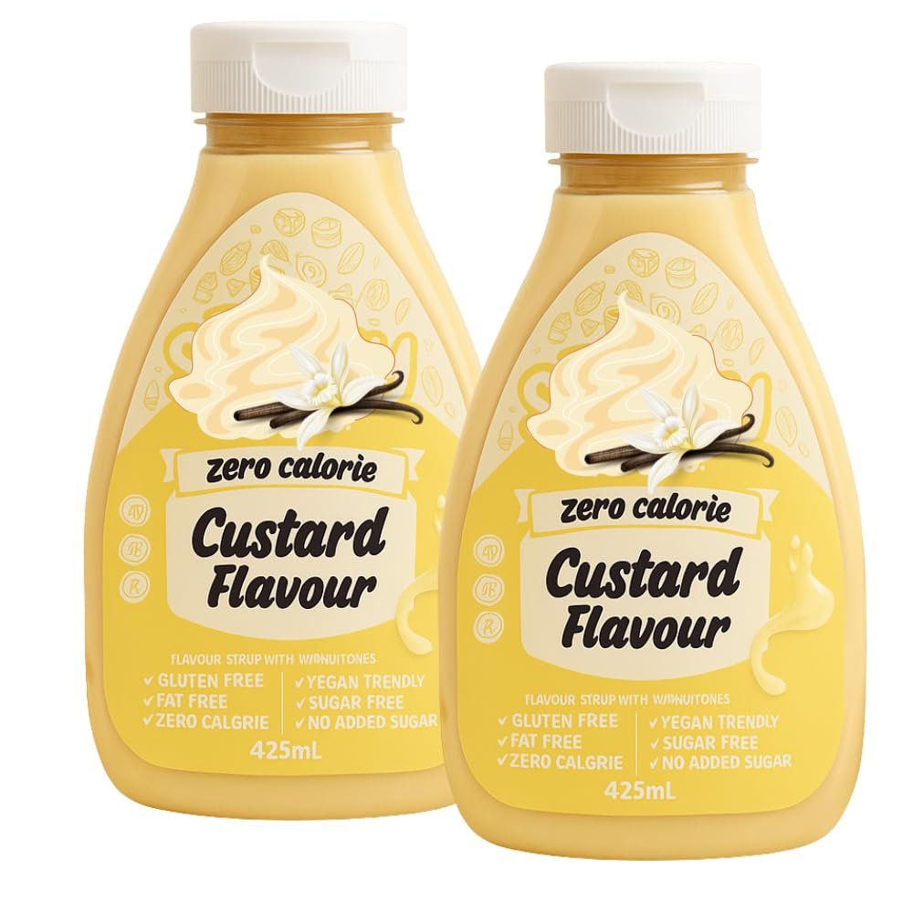 Custard Flavour Syrup Bundle 2 425ml Bottles with EFicci Thank You Card Sugar Free NonDairy