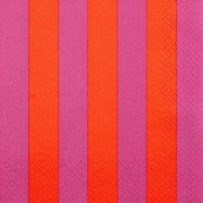 20 Napkins Pattern Straight Stripes Red/Magenta as Table Decoration Paper Napkins with Motif Also for Decoupage and Decoupage 33 x 33 cm