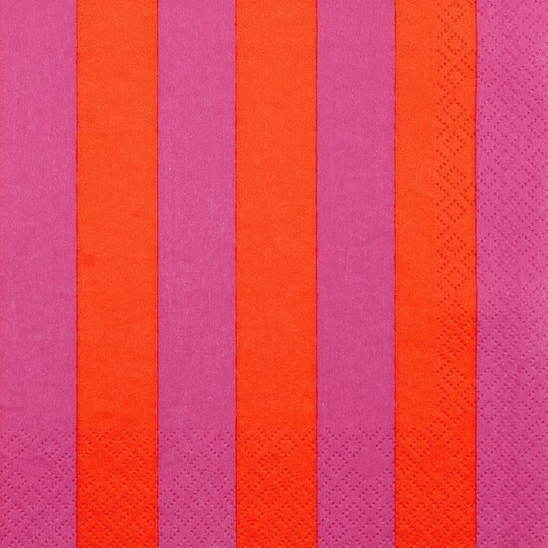 20 Napkins Pattern Straight Stripes Red/Magenta as Table Decoration Paper Napkins with Motif Also for Decoupage and Decoupage 33 x 33 cm