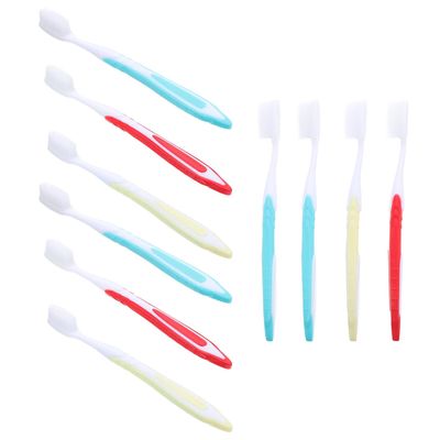 Abaodam 10pcs Plastic Toothbrush Pack Soft Bristles Portable Travel Toothbrush Kit for Adults for Camping Household and Go Use Random Color