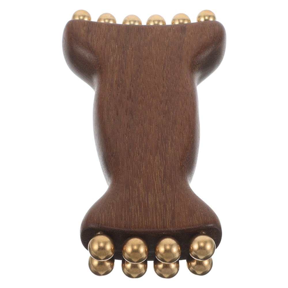 NOLITOY Massager Device Massage Manual and Brass with Sandalwood Beads Facial, Portable Verawood Tool for Care Relaxation Sculpting Face Neck Skin On-the-go