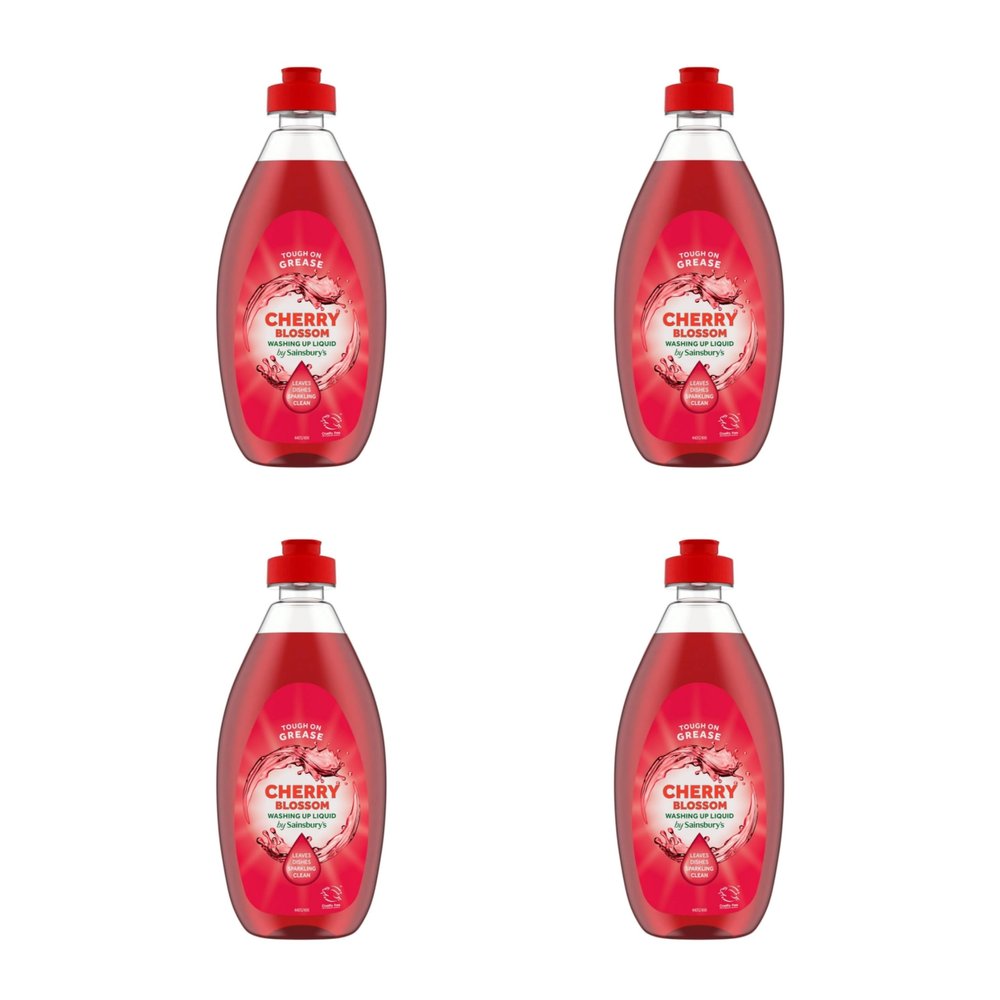 Bizzal Sainsbury's Cherry Blossom Washing Up Liquid, Tough on Grease, 500ml, 4 Pack