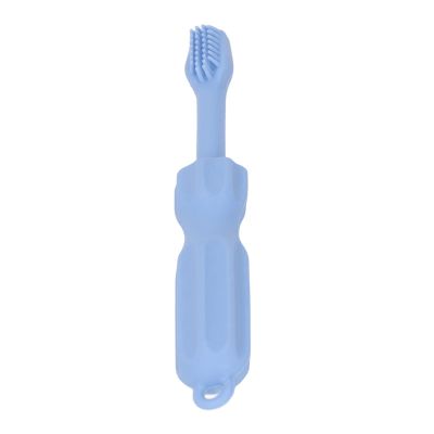 OVAQUIXI Baby Silicone Molar Toothbrush, Soft Bright Colors, Soothes Gums for Babies, 2 in 1 for Oral Hygiene. Material: Silicone (Blue)