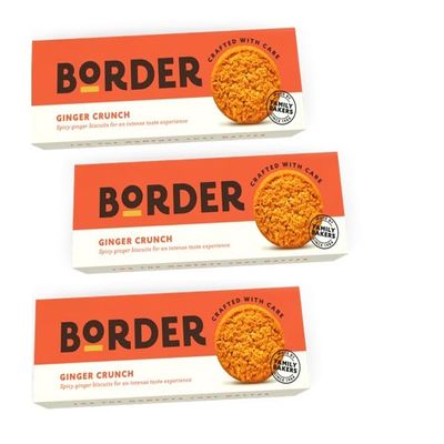 Border Biscuit Fiery Ginger Crunch 135g - Made with Real Ginger - With Warming Spicy Aroma - Deliciously Crunchy Treat - Perfect Food Gift for Biscuit Lovers (Pack of 3)