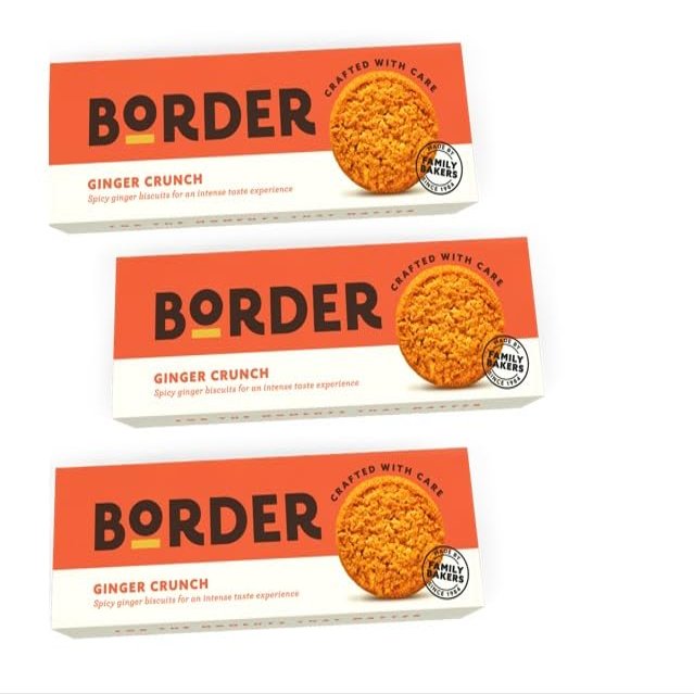Border Biscuit Fiery Ginger Crunch 135g - Made with Real Ginger - With Warming Spicy Aroma - Deliciously Crunchy Treat - Perfect Food Gift for Biscuit Lovers (Pack of 3)