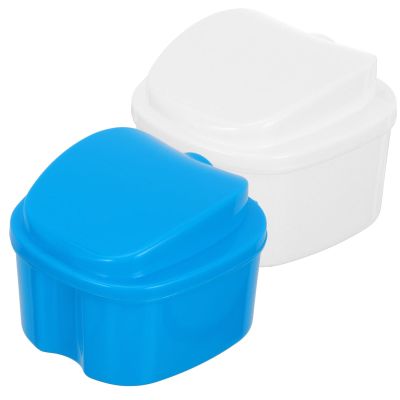 ASAKKURA 2Pcs Denture Storage Box with Filter and Hinge Portable Container for Safe Retainer and False Teeth Keeping Case for Daily Oral Hygiene and Travel Use