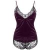 Sexy Lingerie for Women V-Neck Lace Bodysuit Bridal Exotic Lingerie One Piece Teddy Bodysuits Silk Satin Wedding Valentine Honeymoon Naughty Sleepwear Nighties Nightshirt Pijamas De Mujer Sexy Purple view 3