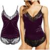 Sexy Lingerie for Women V-Neck Lace Bodysuit Bridal Exotic Lingerie One Piece Teddy Bodysuits Silk Satin Wedding Valentine Honeymoon Naughty Sleepwear Nighties Nightshirt Pijamas De Mujer Sexy Purple view 4