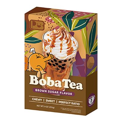 Play B Bubble Tea Kit with Tapioca Pearls Instant DIY Milk Tea Set (3 Servings) | Make Your Own Boba at Home | Quick & Easy Boba Tea Kit for Kids & Adults (Brown Sugar Milk Tea)