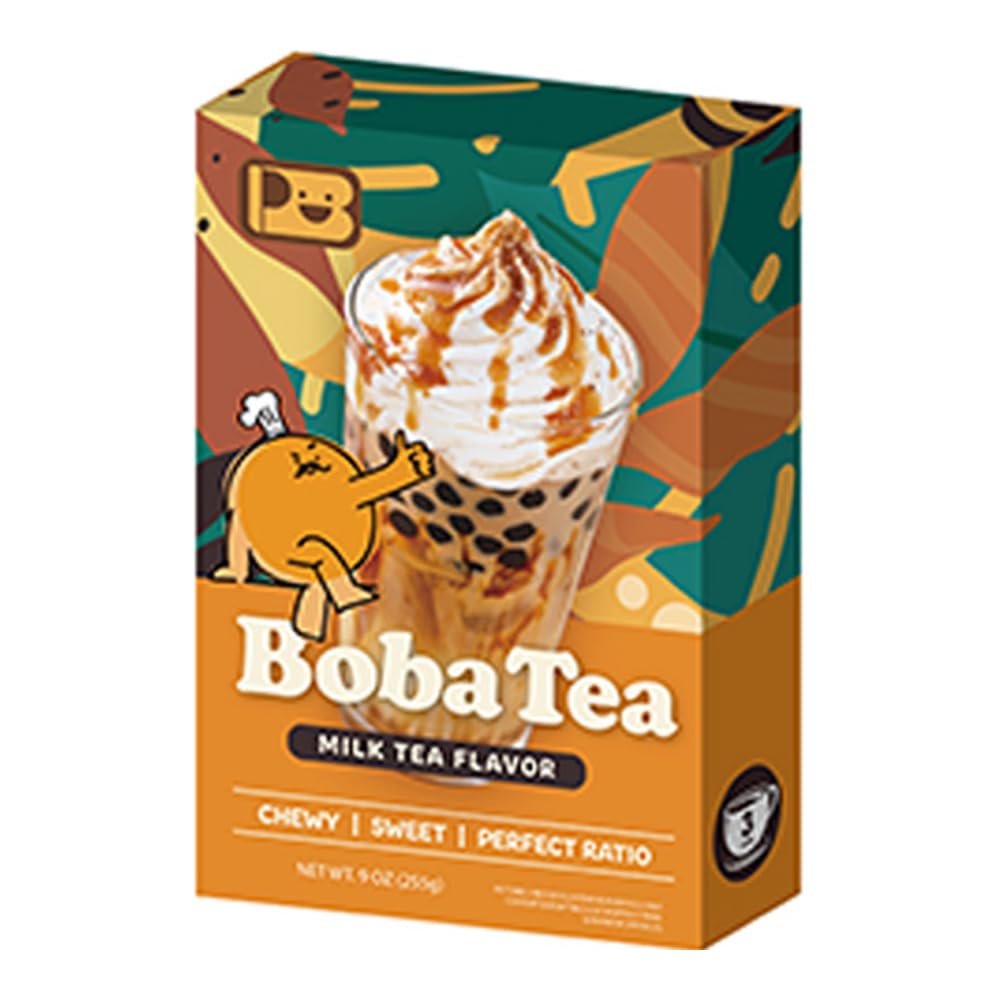 Play B Bubble Tea Kit with Tapioca Pearls Instant DIY Milk Tea Set (3 Servings) | Make Your Own Boba at Home | Quick & Easy Boba Tea Kit for Kids & Adults (Original Milk Tea)