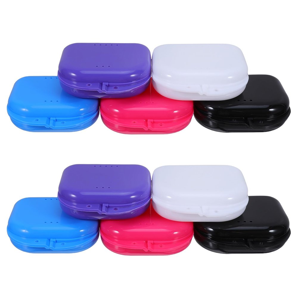 SHOWERORO 10pcs Travel Denture Case: Retainer Case Orthodontic Dental Container - Small False Tooth Holder Compact Dental Organizer