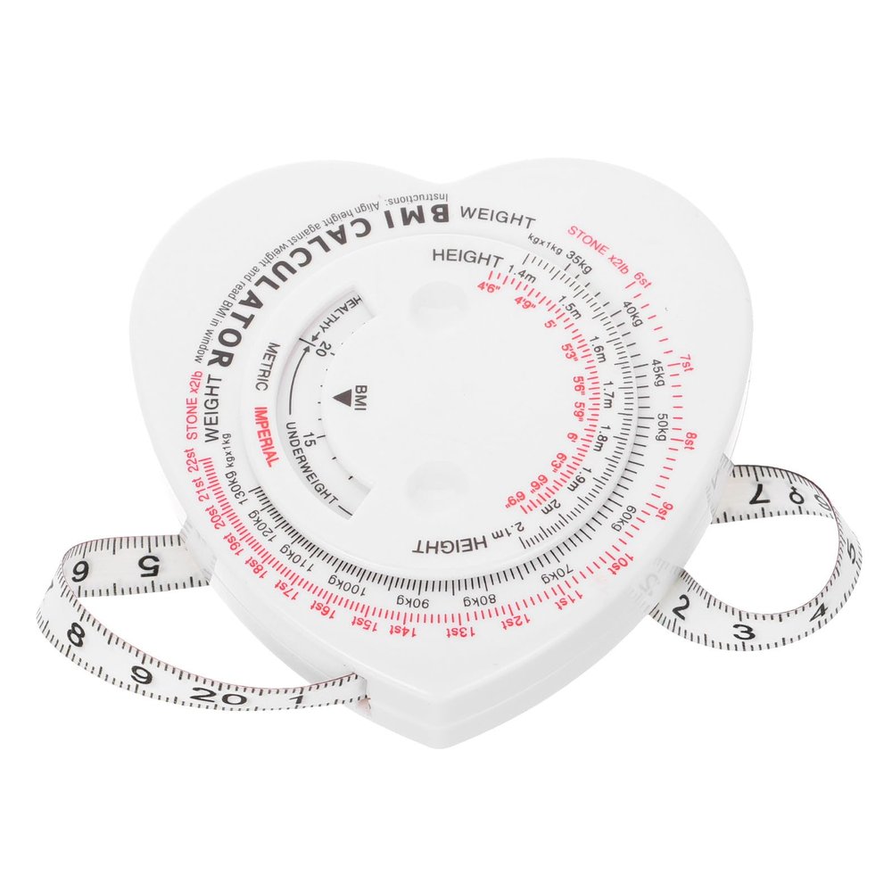 ASAKKURA Flexible Retractable Heart-shaped Body Measurement Tape Soft Bmi Measuring Tape for Waist and Fitness Tracking Portable Health Monitoring Tool