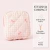 2 PCS Bow Sanitary Napkin Storage Bag Quilted Period Bags First Period Pouch Towel Holder Soft Pads Tampon Holder Period Bag with Zipper for Girls Women Ladies Travel Daily Use view 3