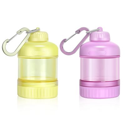 BooMetCheer 2 Pack Protein Powder Container to Go with Keychain & Keyring, Large Capacity, Clear, Leakproof, Ideal for workouts, fitness, or travel (Pink&Yellow)