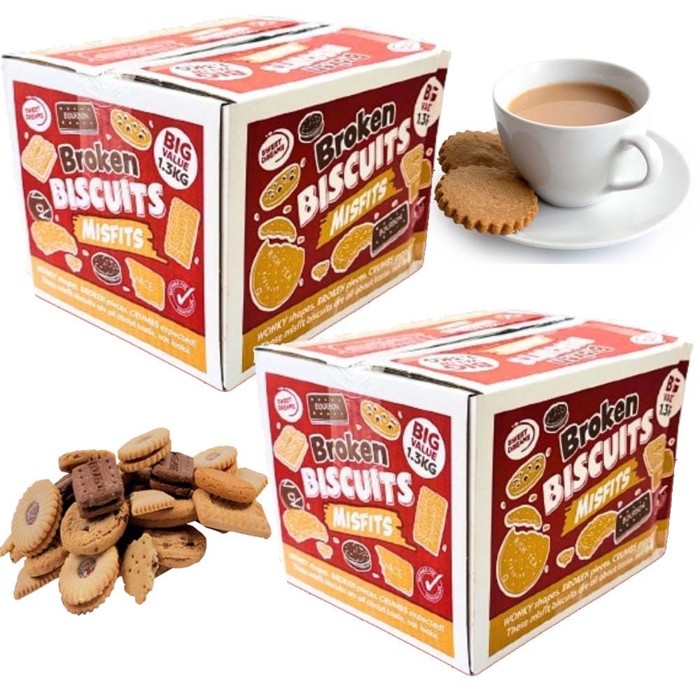 Broken Biscuit Assortment 1.3kg 2 x Boxes Fun Mix of Broken and Odd-Shaped Biscuits