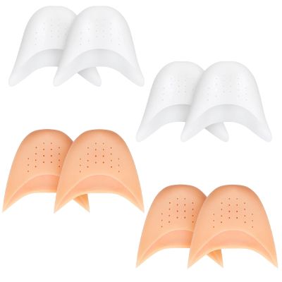 ZHLKHIOP Toe Pads for Pointe Shoes, 8 Pieces Foot Cushions for Ballet Dance (4 Skin Tone & 4 White), Silicone Gel Cushions for Comfort and Support