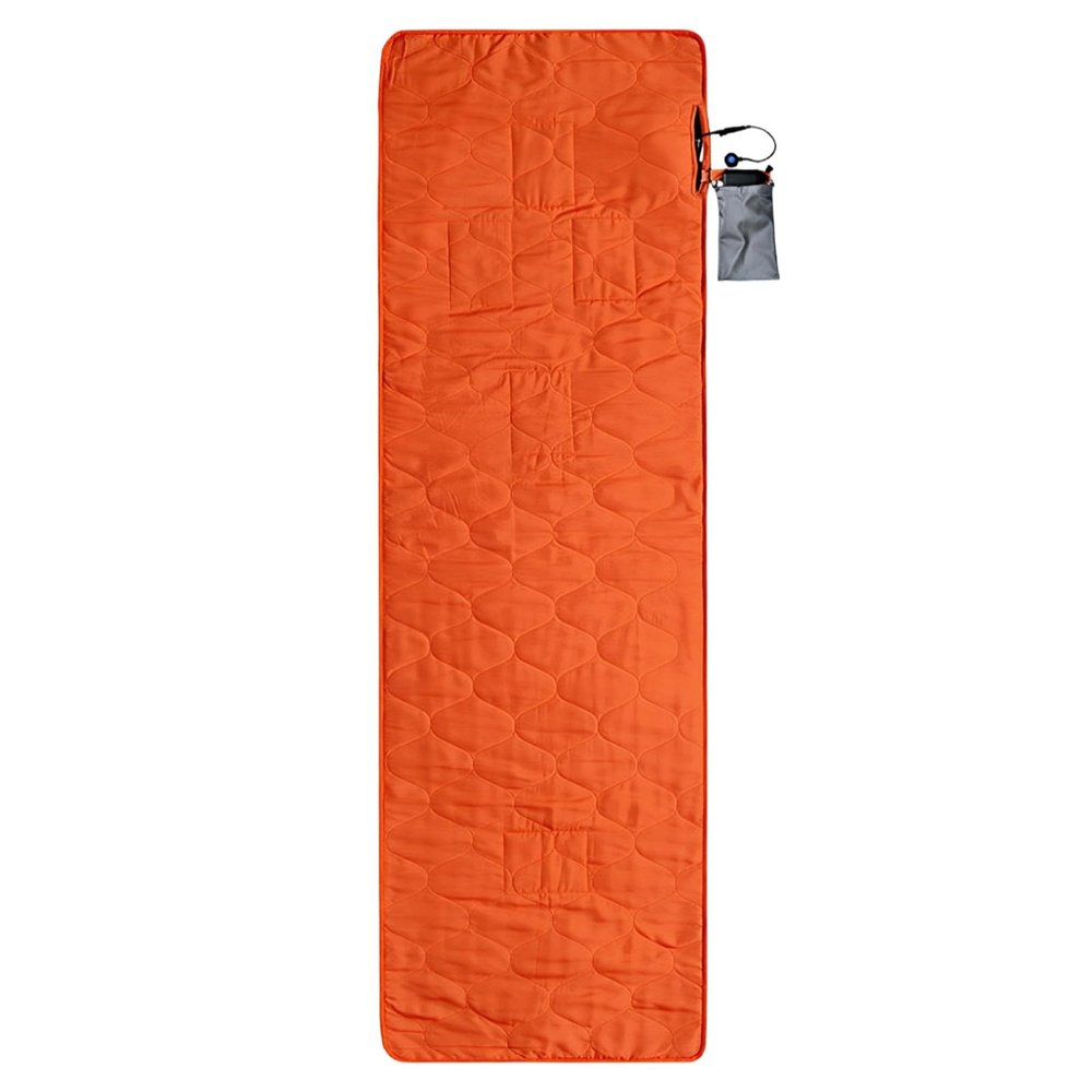 Portable Heated Sleeping Pad, 78.7 X 24.4 In Usb Powered, Adjustable Heat Levels, Ideal For Camping And Yoga, Full Body Warmer With Storage Bag, Orange