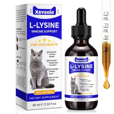 L-Lysine for Cats | 60ml Cat Supplements for Healthy Immune Defenses Sneezing, Runny Nose, Watery Eye Feline Respiratory & Vision, Skin & Coat Health Astragalus, Burdock Roast Chicken (1)