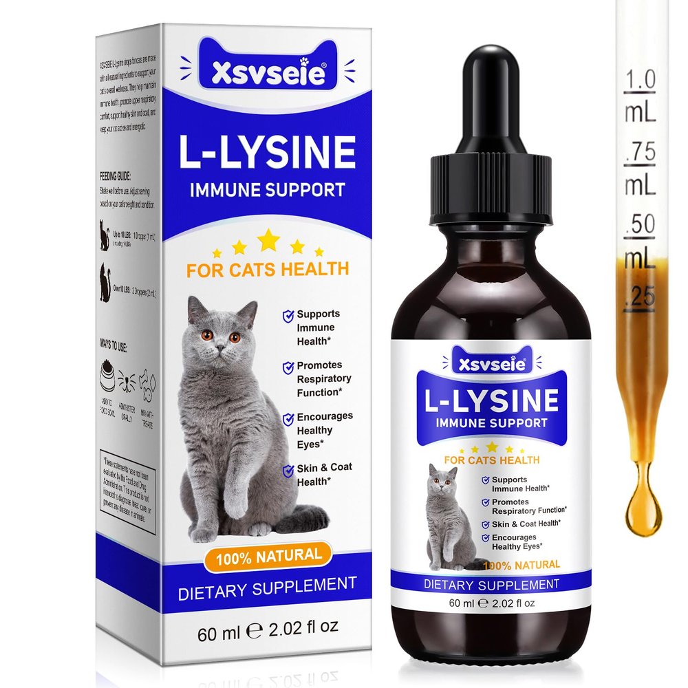 L-Lysine for Cats | 60ml Cat Supplements for Healthy Immune Defenses Sneezing, Runny Nose, Watery Eye Feline Respiratory & Vision, Skin & Coat Health Astragalus, Burdock Roast Chicken (1)