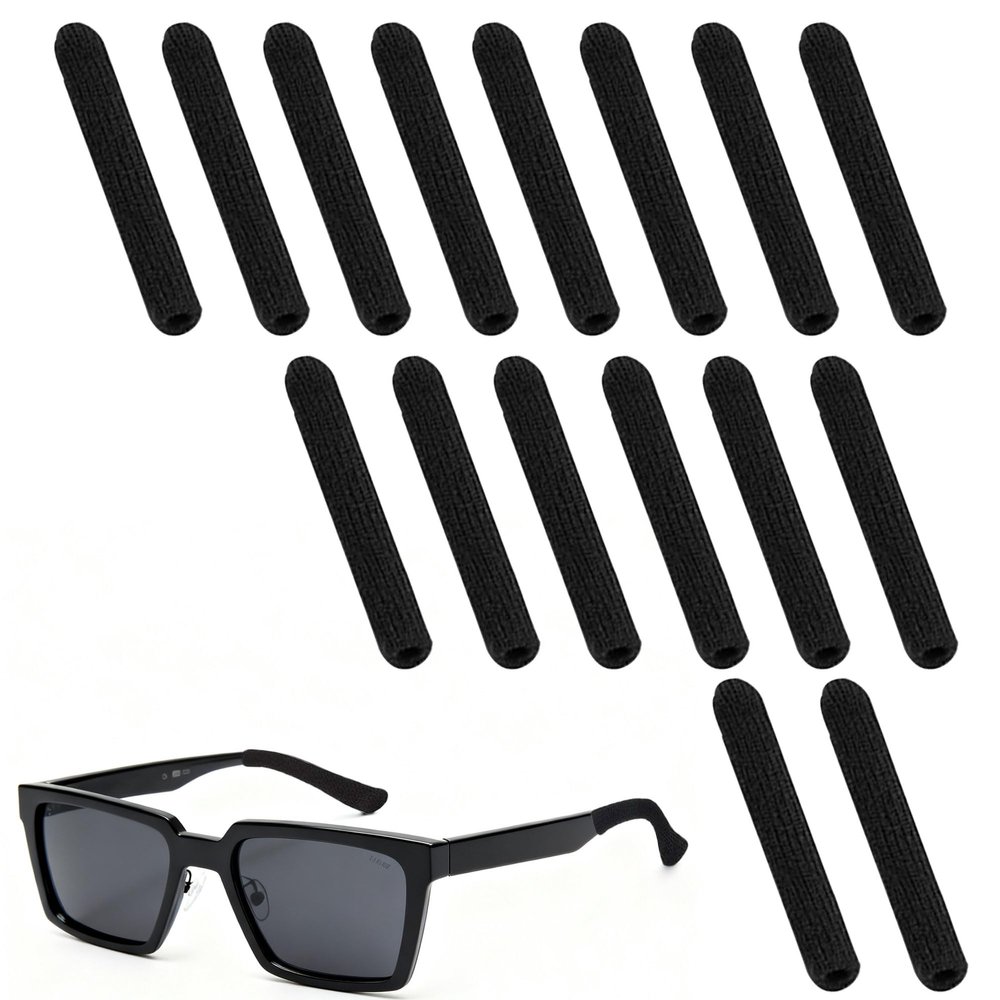 8 Pairs Anti Slip Glasses Grips Black Glasses Ear Cushions Soft Glasses Arm Covers Knitted Ear Pads for Glasses Legs Ear Grips Glasses Arm Cushion Grips for Study Work Outdoor