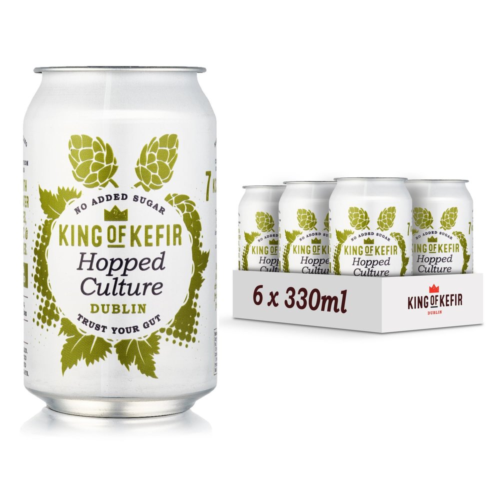 King of Kefir Hopped Culture - Water Kefir Drink Organic - Vegan - Gluten-Free - 6 x 330ml Cans