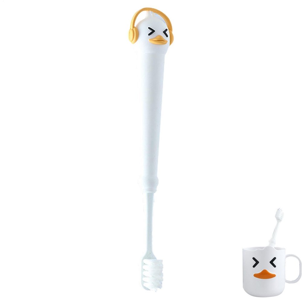 Cute Brush for Kids, Manual Bristle Duck Shape Brushes | Lovely Deep Cleaning Brush with Silicone Handle for Kids, School