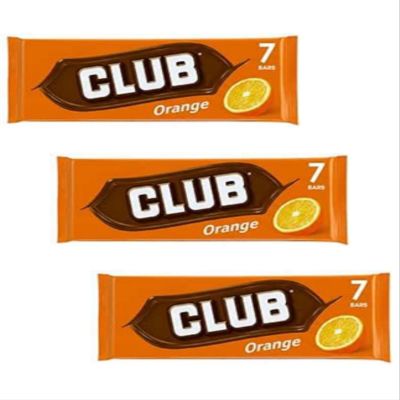 Club Orange Flavoured Cream Filled Biscuit Bars with Chocolate Coating, Vegetarian, No Artificial Colours, 7 Pieces, 154g,Pack Of 3