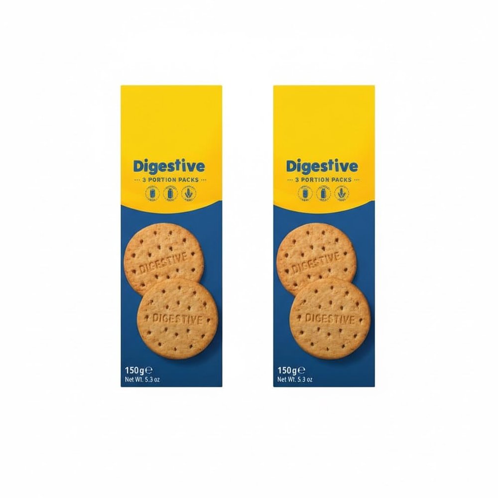Digestive Gluten Free Biscuits, Wheat Free, Lactose Free, High in Fibre, Vegan Suitable, 3 x 50g Portion Packs, Traditional British Style,Pack Of 2
