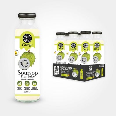OORG Natural Sri Lankan Soursop Fruit Juice - 6 x 250ml bottle, A healthy & refreshing hydrating beverage, 100% fruit ingredients, No Preservatives (6 Bottles, Soursop)