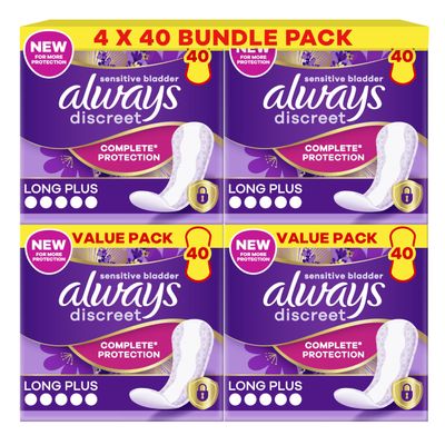 Always Discreet Plus Incontinence Liners for Sensitive Bladder - Pack of 160