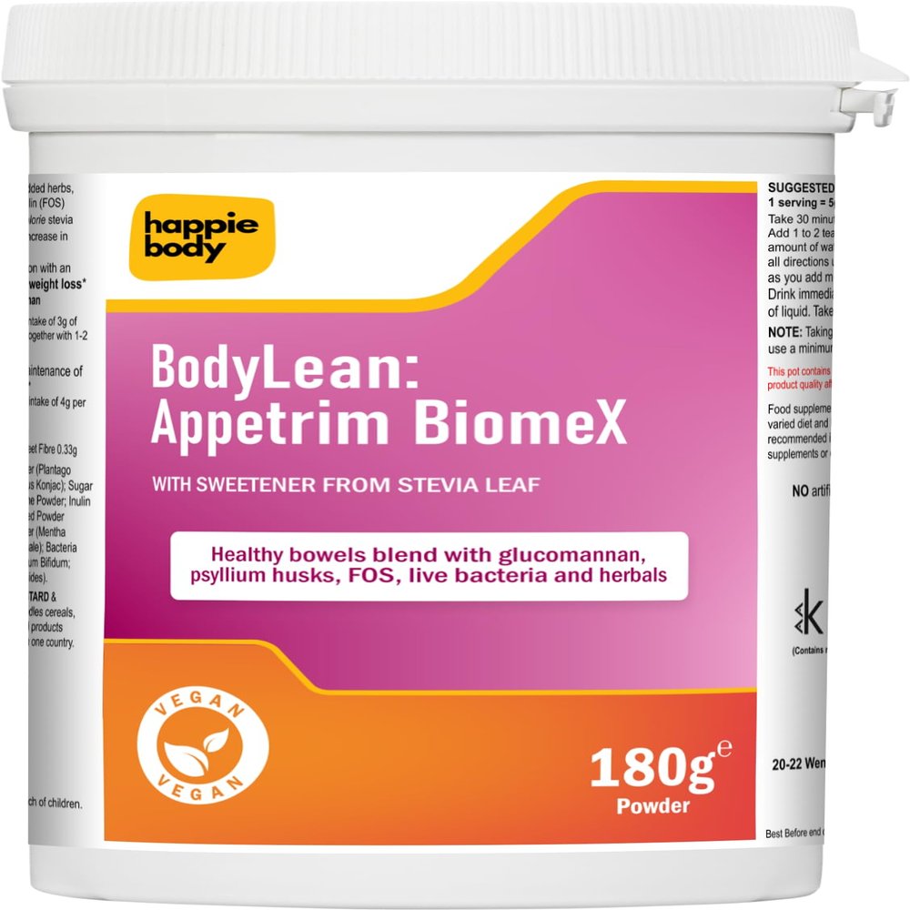 BodyLean: Appetrim BiomeX Powder | Appetite Control | Fibre with Prebiotic and Probiotic for Fullness and Gut Support |180g Powder | UK Made