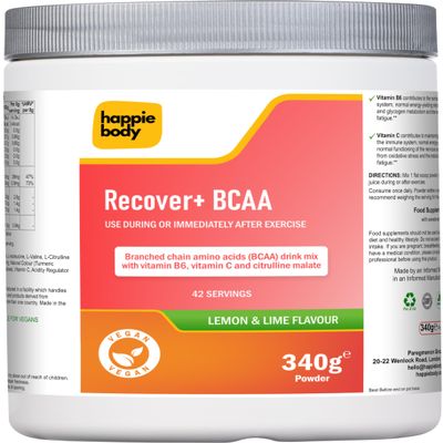Recover+ BCAA | Branched Chain Amino Acids 2:1:1 Ratio | Training Performance Muscle Recovery and Energy | 300g Powder | UK Made