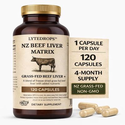 NZ Beef Liver Matrix Grass Fed Beef Liver Capsules - 1 Capsule Dose (not 4-6) Includes Bio Available B12, and Amplified Ingredients
