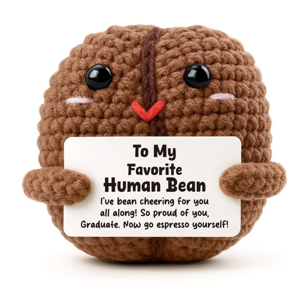 Heartfelt Gifting Human Bean Graduation Gifts for Best Friend Girlfriend, Sentimental Proud of You Keepsake for Her Him, Personal College Graduate Present for Daughter Son, Handmade Crochet Decor