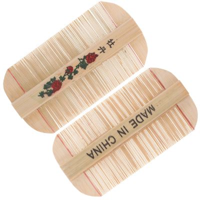 Abaodam Bamboo Fine Tooth Lice Comb 2pcs Set, Dense Teeth Scalp Dandruff Removal Massage Comb for Kids and Adults, Natural Wooden Nit and Pet Hair Grooming Tool