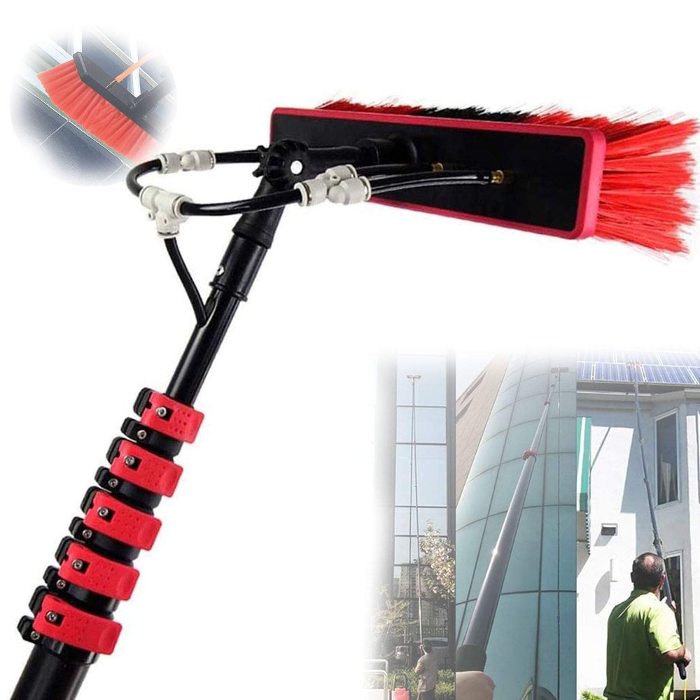 13FT-39FT Telescopic Window Cleaning Kit with Water Hose, Extendable Brush for Conservatory Roofs, Ideal for Cleaning Solar Panels & Photovoltaics