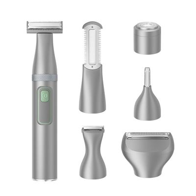 Bikini Trimmer for Women, 6 in 1 Electric Shaver, Cordless Razors, Nose Hair Trimmer for Women & Men Pubic Hair, Private Area, Legs, Face, Nose, Eyebrow, Multifunctional Waterproof Body Hair Removal