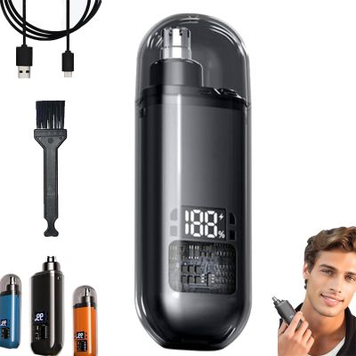 2026 New Smart Electric Nose Hair Trimmer, Rechargeable Nose Hair Trimmer for Unisex, USB-C Charging, Arc-Shaped Cutter Head Design, Led Display, Nasal Trimmers for Daily Travel Carrying (Black)