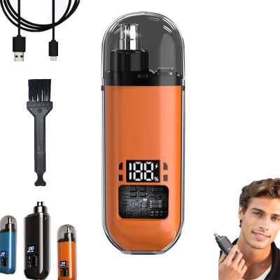 2026 New Smart Electric Nose Hair Trimmer, Rechargeable Nose Hair Trimmer for Unisex, USB-C Charging, Arc-Shaped Cutter Head Design, Led Display, Nasal Trimmers for Daily Travel Carrying (Orange)