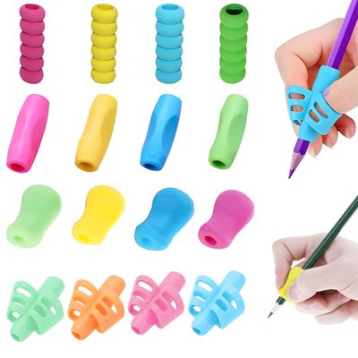 16 PCS Soft Silicone Pencil Grips for Children Handwriting, Ergonomic Pen Grips Corrector Writing Tool - Left & Right Handed Comfort Grip for Kids Learning to Write, Fingers Relieving (Multicolor)