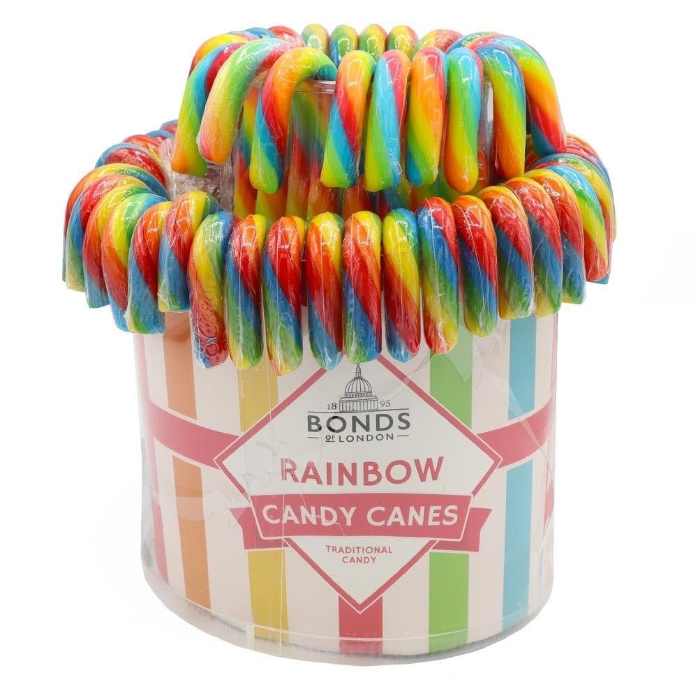 Bonds of London Rainbow Candy Cane Fountain, Fruit Flavour Vegetarian Sweets, 20 g x 60 (Pack of 1)