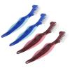 GLEAVI 4pcs Denture Cleaning Brushes Double-Sided Small Toothbrushes for Seniors, Portable Denture Care Brushes Travel Size with Red and Blue Handles view 1