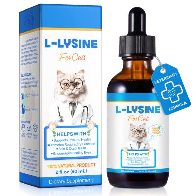 Lysine Supplement for Cats & Kittens Daily L-Lysine Support for Immune & Overall Wellbeing Easy-Mix Liquid Formula Tasty & Gentle Nutritional Support 60ml